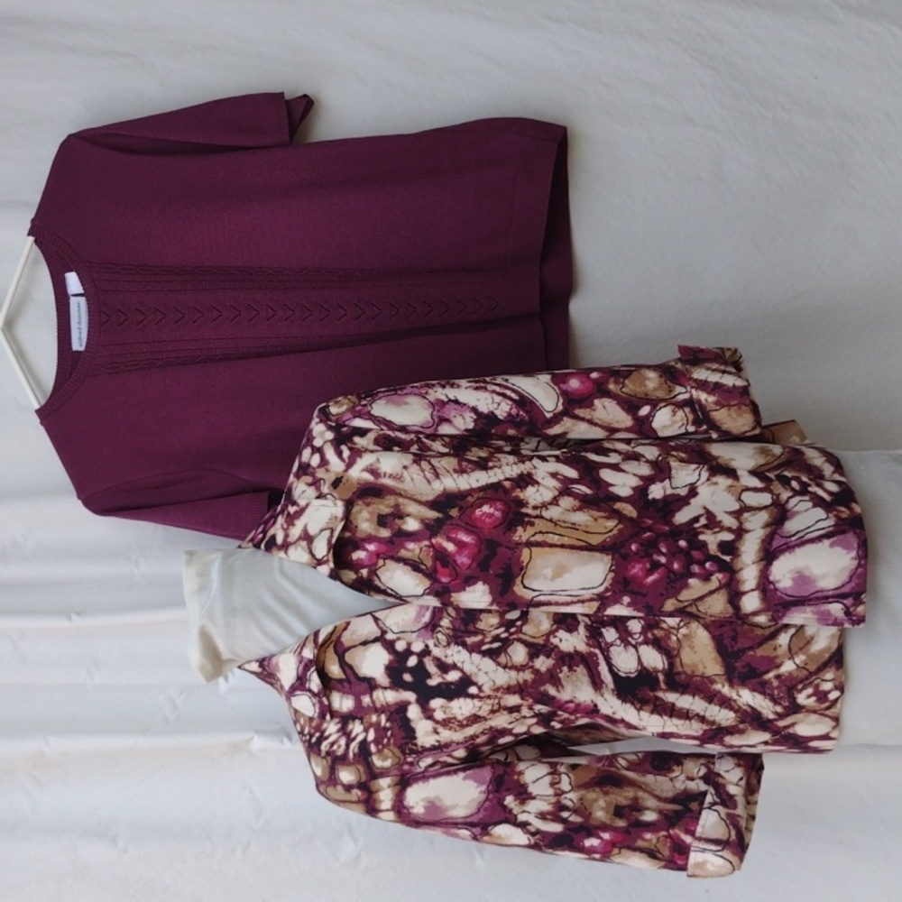 Alfred Dunner Plum Blazer Short Sleeve Sweater Set Women's 8 Petite